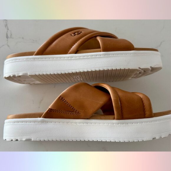 UGG Platform Sandals – Tan & White, Size 8 - Picture 4 of 5